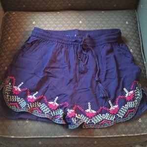Blue embellished shorts